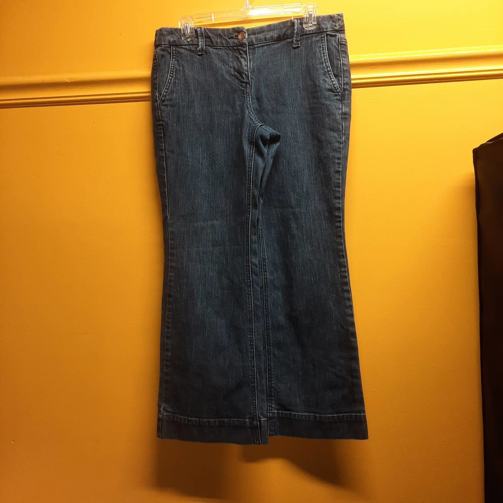 New York & Co. 42nd St Trouser Whiskers Wide Leg Blue w/ fading 10 P